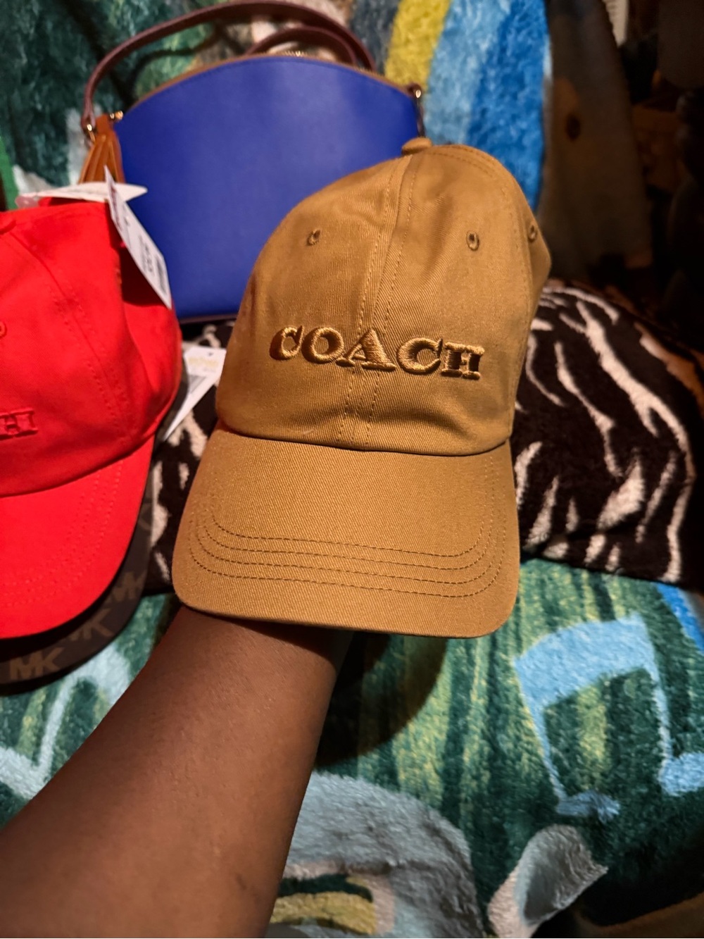 COACH Tan Embroidered Logo Baseball Cap